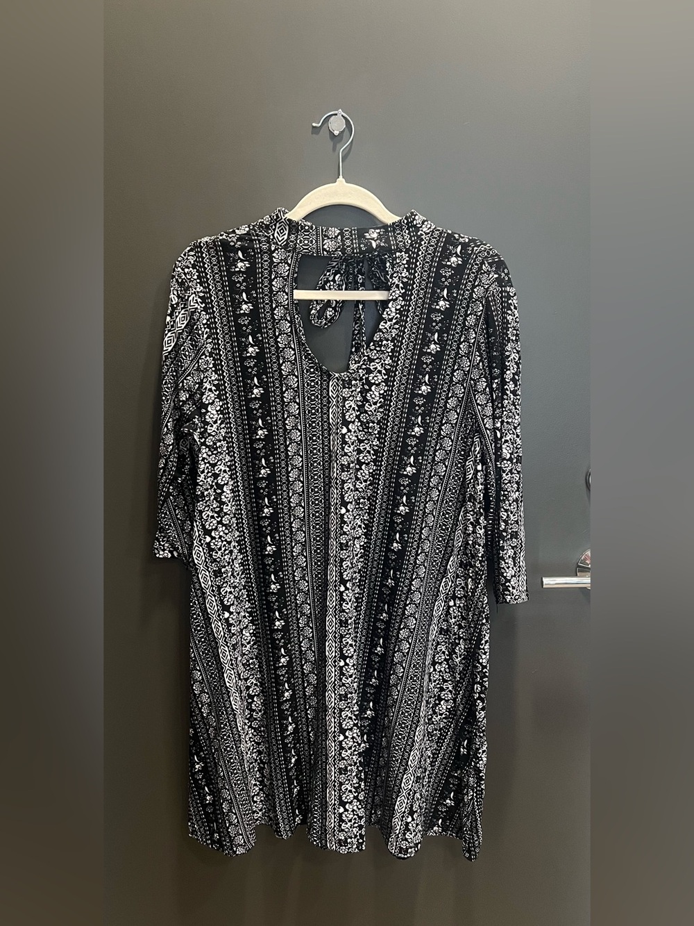 Love & Harmony Black & White Boho Print Swing Dress